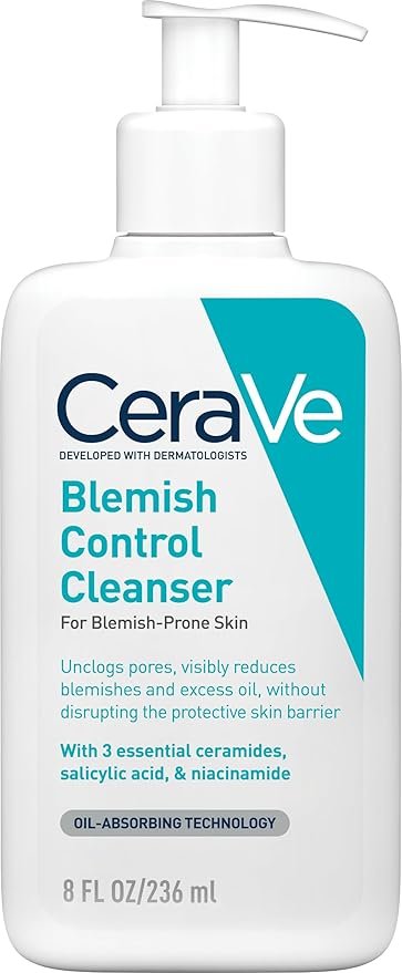 CeraVe Blemish Control Facial Wash for Acne-Prone and Blemish-Prone Skin with 2% Salicylic Acid,